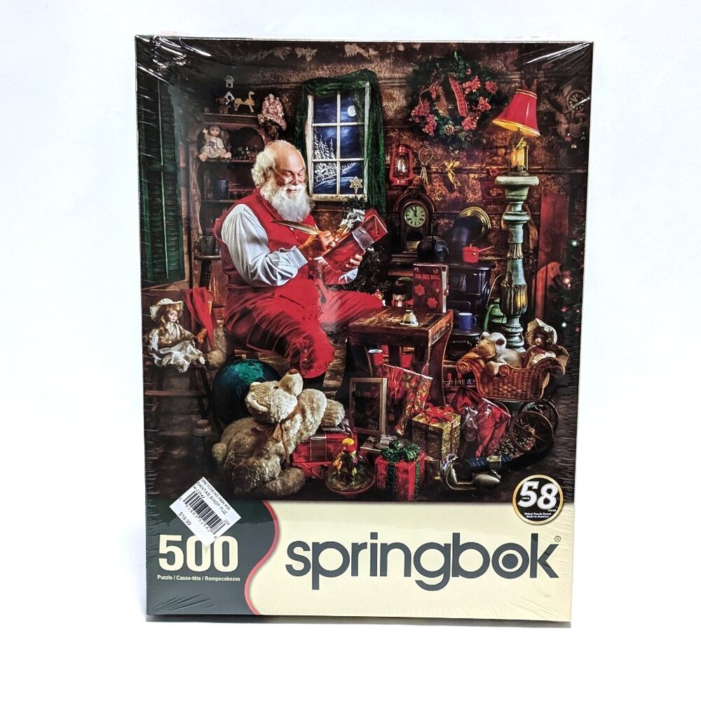 New Gift Wrapped Springbok Santa's Shop Christmas Jigsaw Puzzle 500 Piece